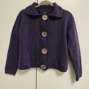 Anthropology PURE HANDKNIT Sweater Purple Jumbo Button Chunky Cardigan Sz S/M